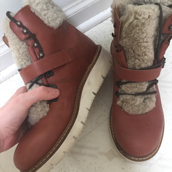 Nordstrom Chunky Boots Size 8-8.5 Brown/Tan - Picture 1 of 5